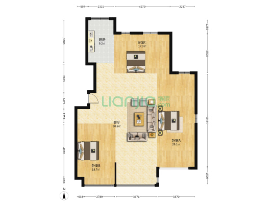 山东小区 3室1厅0卫 140平方