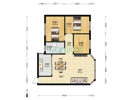 翠华路 3室1厅1卫 84平方