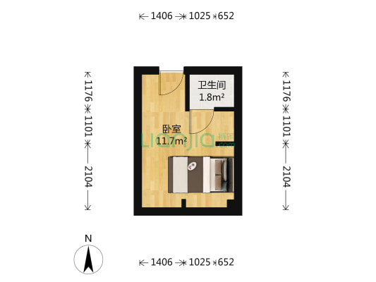 龙口中路 1室0厅1卫 23平方