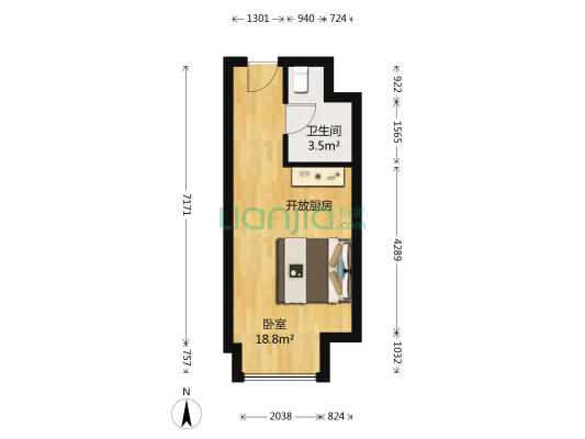 鑫苑鑫商街 1室0厅1卫 33平方