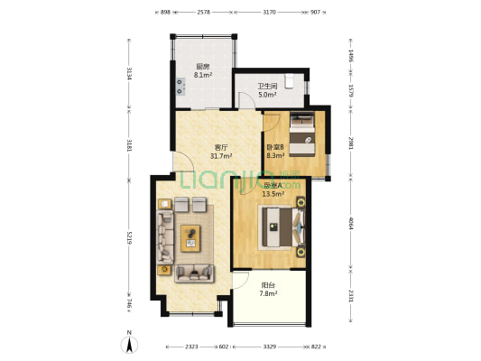 消防小区 2室1厅1卫 75平方