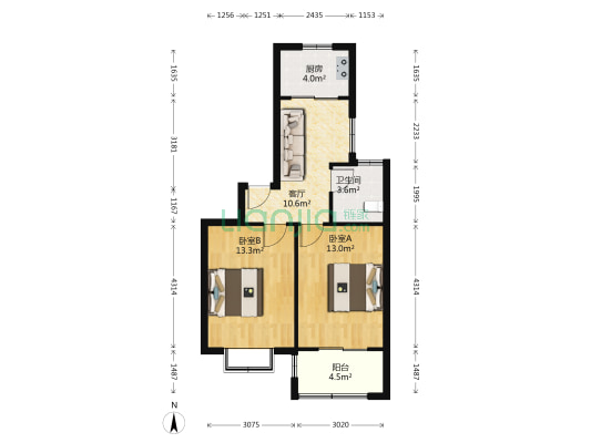 翡翠家园 2室1厅1卫 64平方