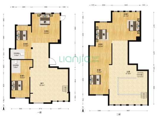 中茂岱湖城 6室1厅2卫 156平方