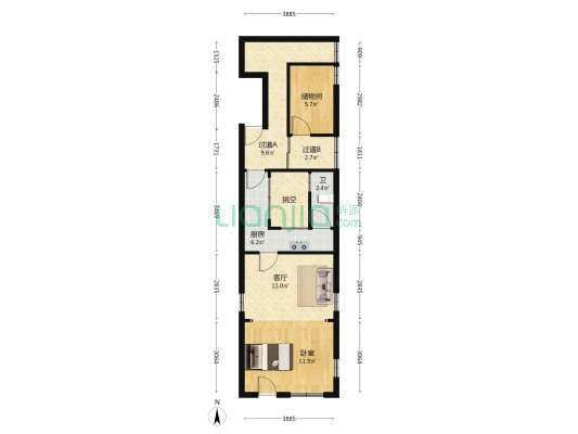 耀华社区福寿二巷 1室1厅1卫 57平方