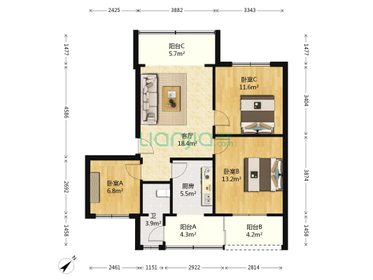 金银湾179号 3室1厅1卫 81平方