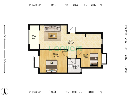 鑫茂东苑 2室1厅1卫 79平方
