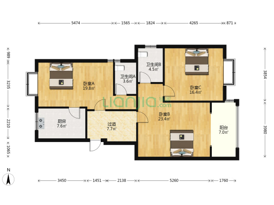 青滕和园 3室0厅2卫 111平方