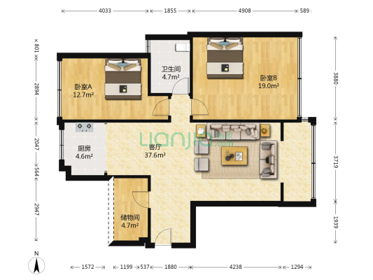 张江御景豪庭 2室1厅1卫 105平方