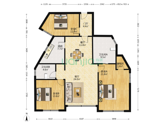 香樟花园 3室2厅2卫 159平方