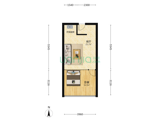 融创精彩天地 1室1厅0卫 58平方