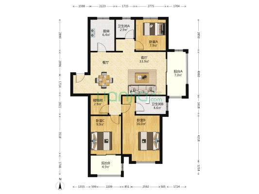 吾悦公馆 3室1厅2卫 125平方