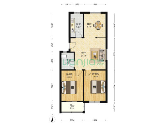 合裕路773号 2室2厅1卫 74平方