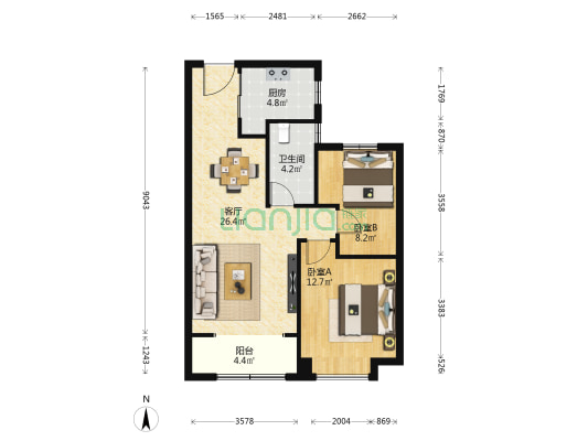 文安雅苑 2室1厅1卫 86平方