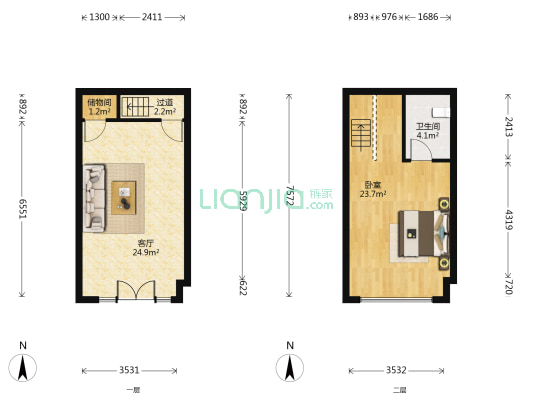 华南城一期精品交易区 1室1厅1卫 75平方