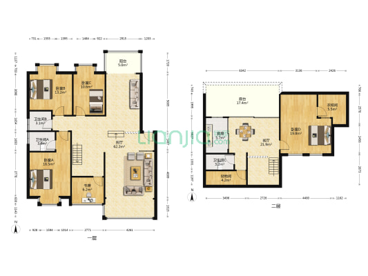 公园绿涛湾东园 5室2厅3卫 131平方