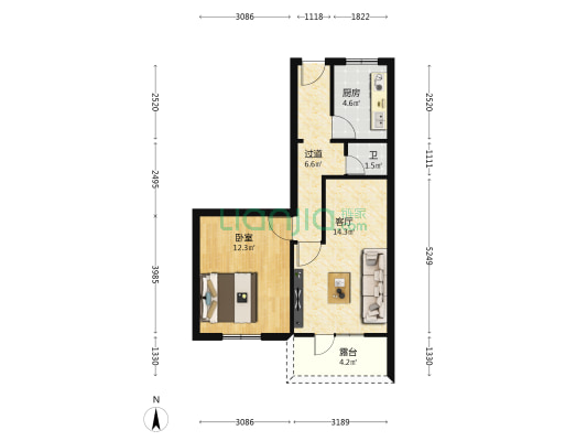 兰海小区（西区） 1室1厅1卫 54平方