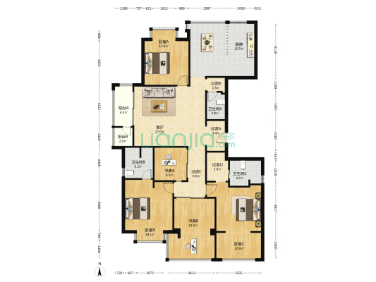 财富新天地 5室1厅3卫 179平方