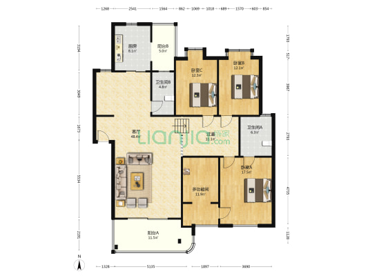 山水雅苑 4室1厅2卫 167平方