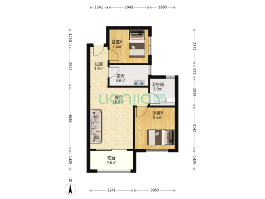 南王家上流村 2室1厅1卫 78平方