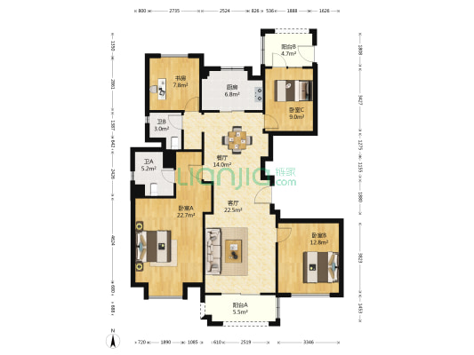 江东金茂府 4室2厅2卫 137平方