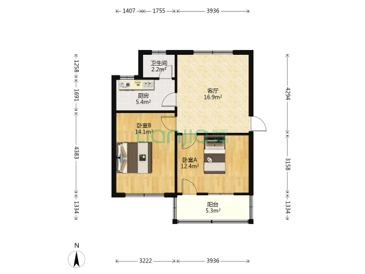 信江中路25号 2室1厅1卫 65平方