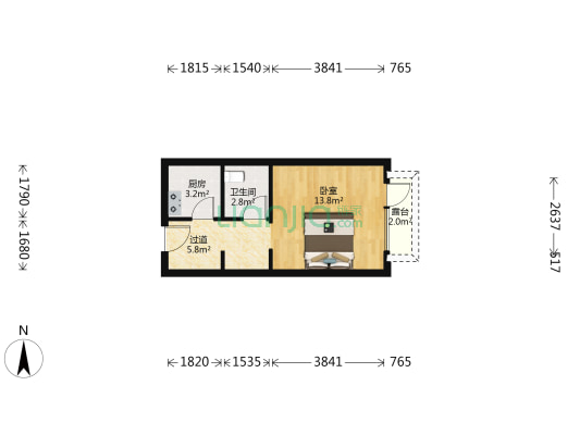 龙熙旭辉6號院 1室0厅1卫 48平方