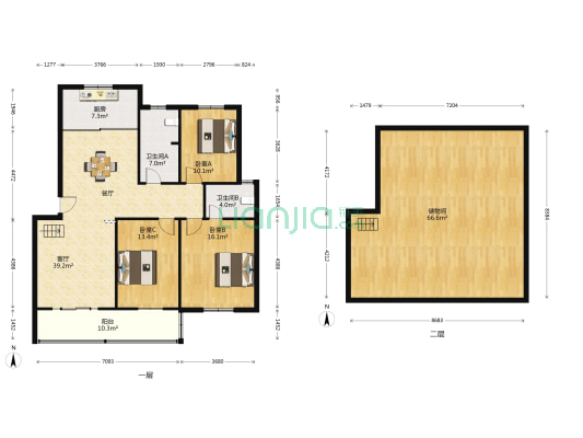 铁路办宿舍 3室1厅2卫 122平方