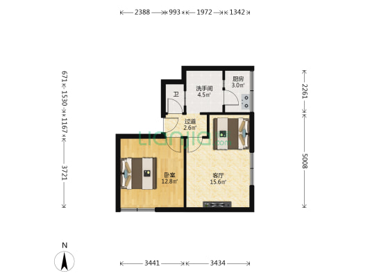 甘肃省建材局家属院（平凉路） 1室1厅2卫 42平方