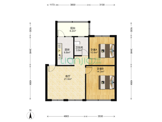 烟行街房管局家属院 2室1厅1卫 74平方
