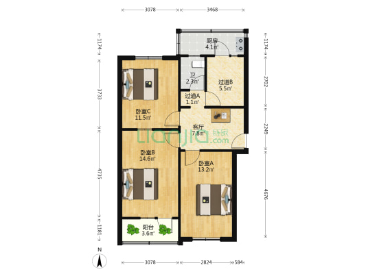 铁厂家属楼 3室1厅1卫 78平方