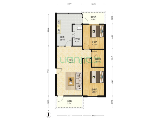 商业北二街 2室1厅1卫 88平方