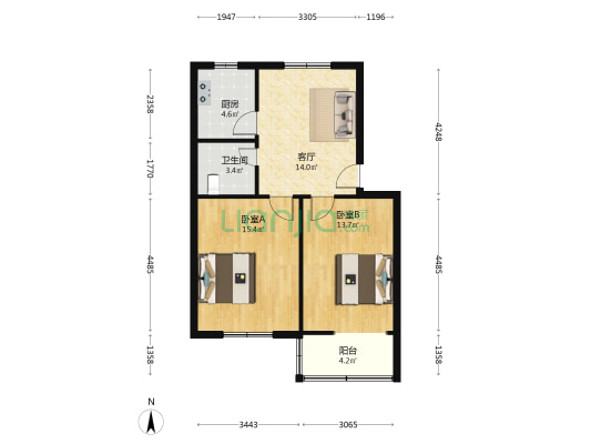 后河芦家属院 2室1厅1卫 69平方