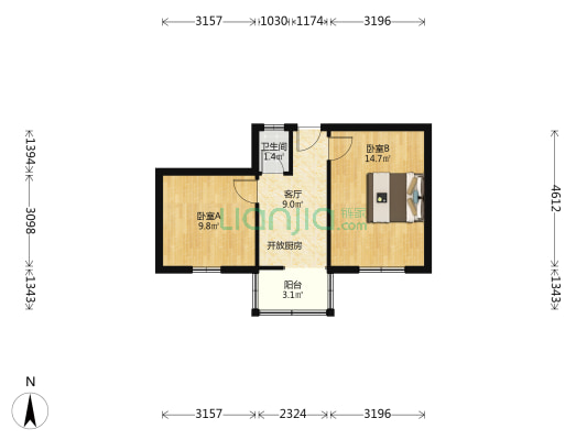 第一楼街 2室1厅1卫 46平方