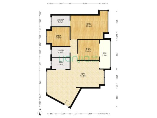 永成世纪名门 3室1厅2卫 126平方