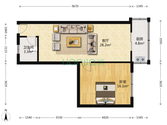 福宏里 1室1厅1卫 68平方