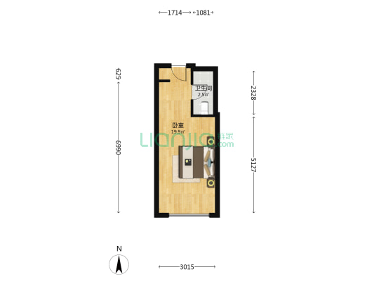 鲁能领秀公馆三区（A地块） 1室0厅1卫 31平方
