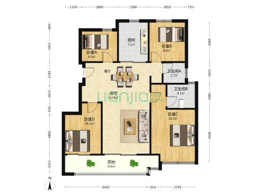 理想大地望宸里 4室1厅2卫 120平方
