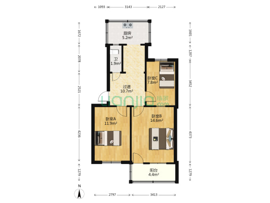 南阳路62号院 3室0厅1卫 65平方