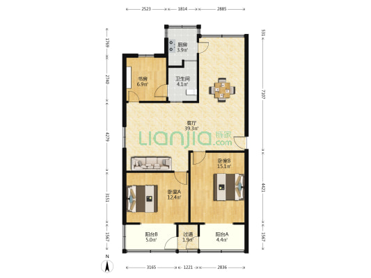 城南东苑 3室1厅1卫 102平方