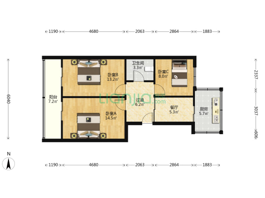 开通巷小区 3室1厅1卫 71平方