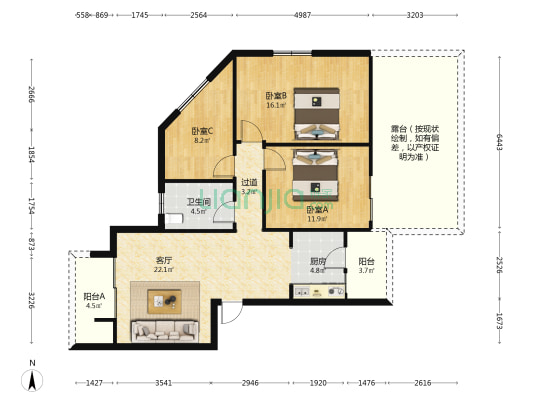 外北馨居 3室1厅1卫 89平方