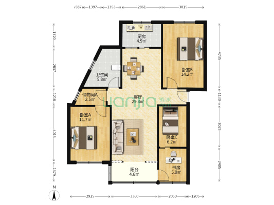 临天八弄49号 4室1厅1卫 110平方