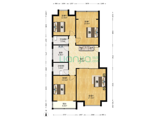 海华嘉园 4室1厅2卫 141平方