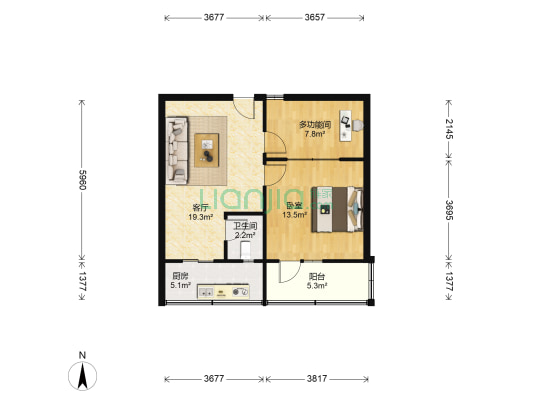 惠南社区石家围墙西电小区 2室1厅1卫 60平方