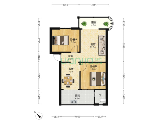 新春巷2号 2室2厅1卫 59平方