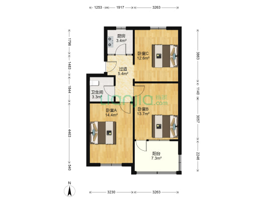 新学前学地 3室0厅1卫 76平方