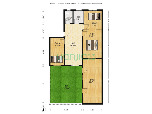 老建行家属院 3室1厅1卫 78平方