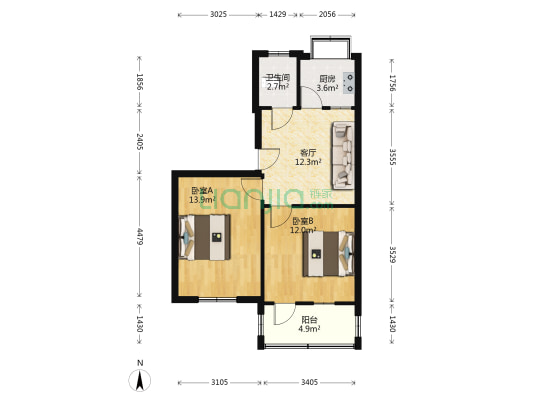 湖东新村 2室1厅1卫 60平方