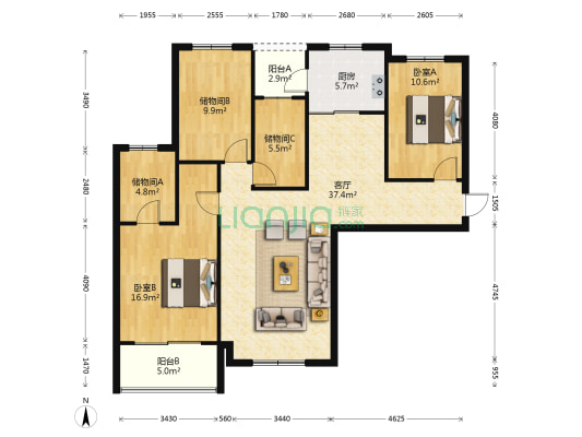 明鑫凯迪城 2室1厅0卫 111平方