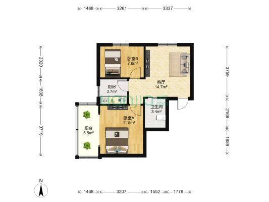 兴达新寓二村 2室1厅1卫 57平方